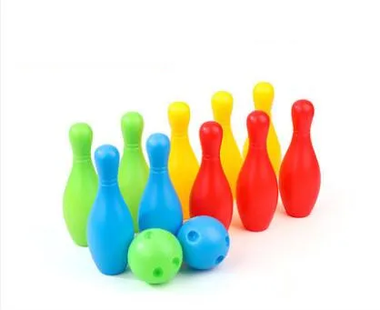 suzakoo one set plastic bowling pins balls indoor sport exercise for children playing