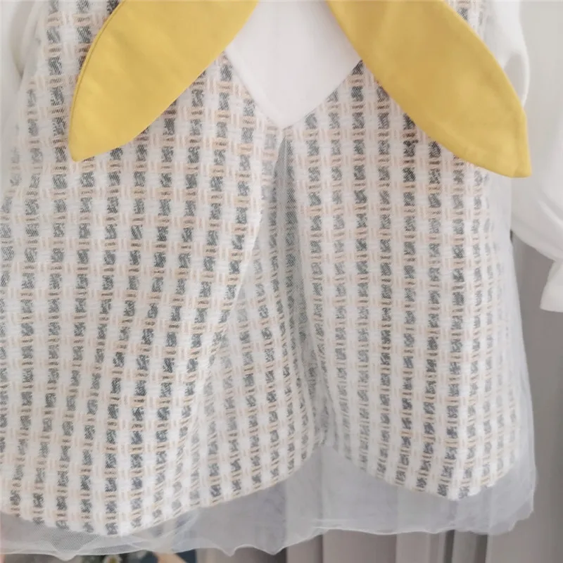 New Autumn& Winter Fashion Kids Dress false 2pieces design Patchwork Baby Princess Dress Party Girls Dresses