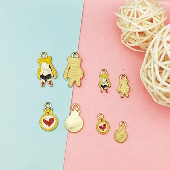 

10pcs Cartoon Enamel Charms Fit DIY Earring Bracelet Alloy Japanese Beauty Girl Badge Floating Pendants Jewelry Accessory YZ662