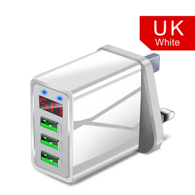 Телефон Quick Charge 3,0 светодиодный дисплей EU US UK с 3 портами USB зарядное устройство для IPhone samsung Xiaomi huawei мобильное зарядное устройство - Тип штекера: UK