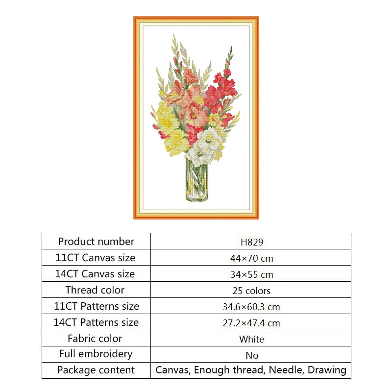 Gladiolus 14ct 11ct Печать на холсте Сделай Сам ручной работы наборы для вышивки крестиком рукоделие вышивка DMC хлопковая нить Печатный холст комплект