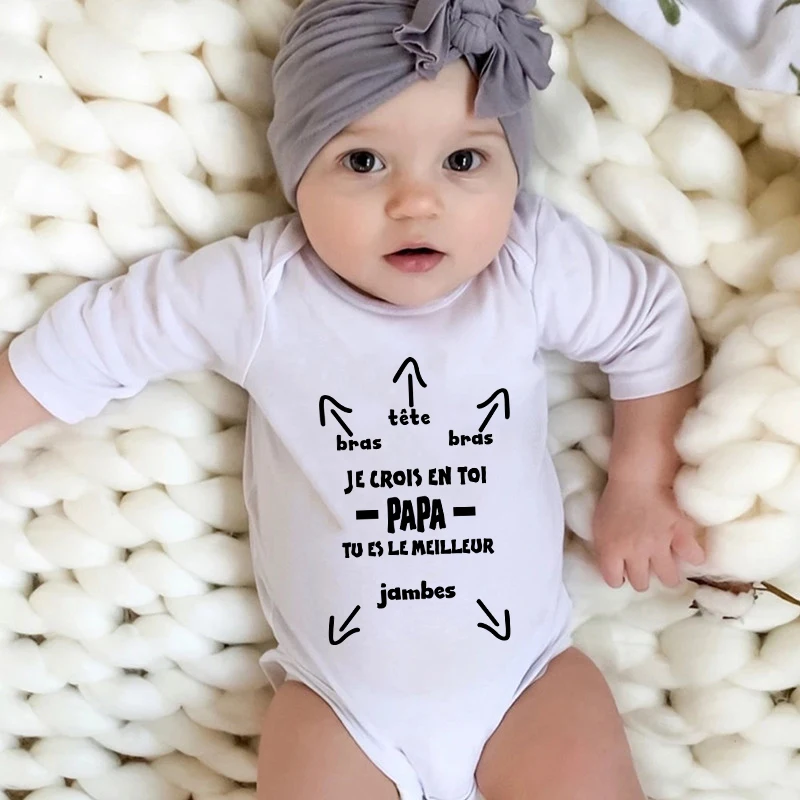 Baby Bodysuit Papa Tu Es Le Meilleur Funny Cotton Long Sleeve Infant Rompers Boys Girls Father's Day Gifts
