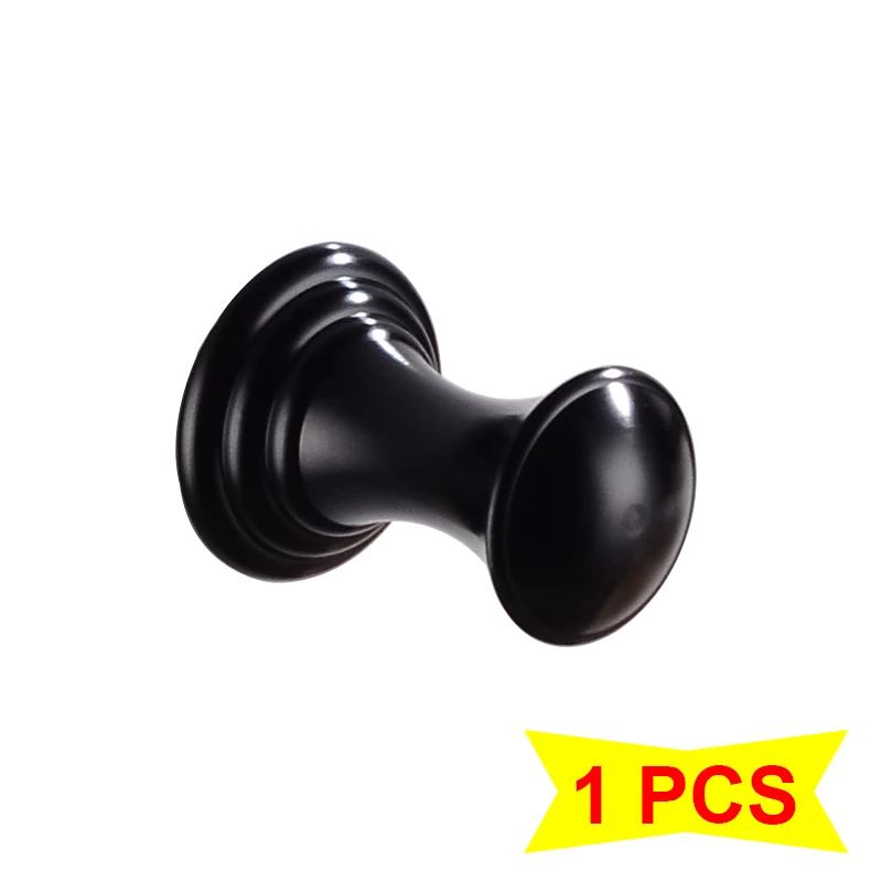 1 Hooks-round Черный Крючки для халатов ключ алюминиевый крючок полотенца для ванной Настенные Декоративные одежды пальто Крючки стойки Ванная комната Hardeare - Цвет: 1 Hooks-round
