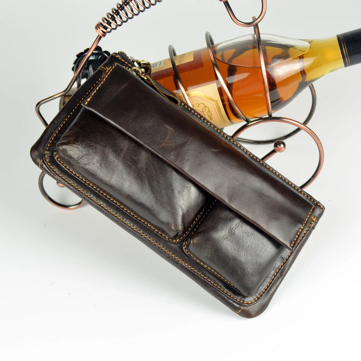 

Full-grain Leather you la pi Genuine Leather Men Wallet Cash Storage Bag Men's Bag