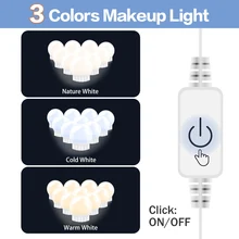 CanLing USB 12V LED Makeup Lamp Wall Light 6 10 14 Bulbs Kit For Dressing Table 3 Colors Dimmable Hollywood Vanity Mirror Light