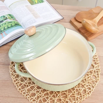 

Porcelain enamel double ear soup rice noodle stew pot Japanese thickened stew pot gas electromagnetic furnace pan saucepan