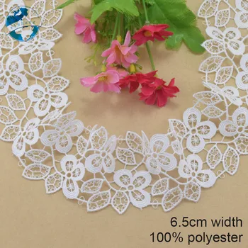 

6.5cm white polyester embroidery lace french lace ribbon fabric guipure diy trims warp knitting sewing Accessories#4196