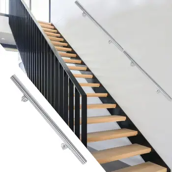 

80cm/100cm Stainless Steel Handrail Grab Rail Home Balcony Staircase Safety Railing Handrail Wall Mounted Stair Helping Armrest