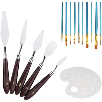 

Painting Palette Knives Art Set Knife Painting Tool Painting Mixing Scraper with Painting Brushes and Painting Tray