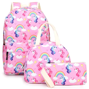 

Unicorn School Backpack Kids School Bag Set With Lunchbag Pencil Bag Unicorn Girl&Boy Backpacks For Travel School Kids Mochilas