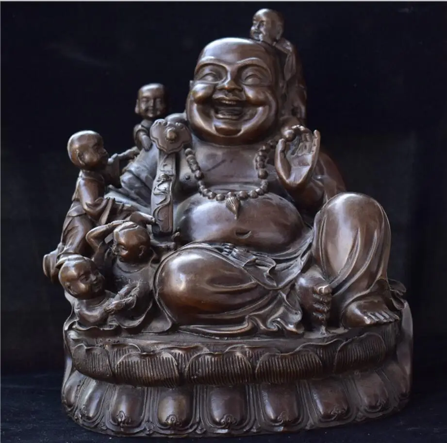 YM медная статуя красная медь большой живот Maitreya орнамент Wuzi Будда бронзовая
