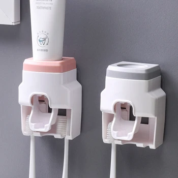 

Toothpaste Squeezers Automatic Toothpaste Dispenser Dust-proof Toothbrush Holder Wall Mount Storage Rack Bathroom Accessories