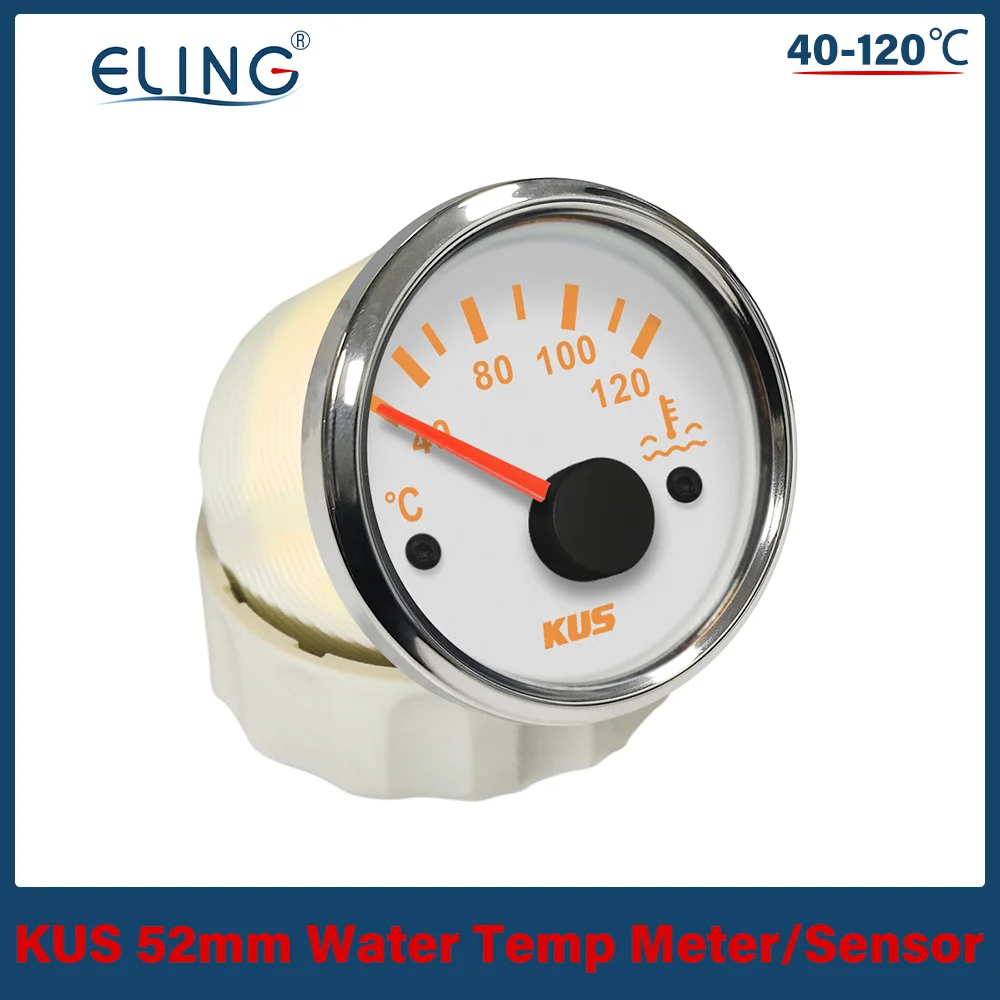 Tus 범용 52mm 수온 게이지 40-120 ℃ 25-120 ℃, 12V 24V, 자동 보트, 빨간색 노란색 조명 온도 센서, M10, M14, M16, M18