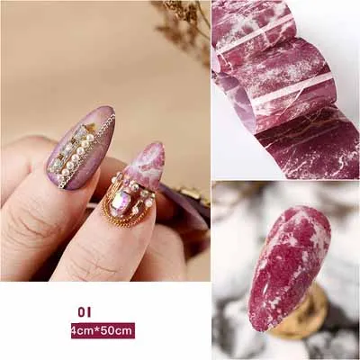 1 шт DIY Розовый Мраморный Фольга для ногтей Наклейка Звездная переводная бумага лак для ногтей Наклейка украшения для ногтей Z0253 - Цвет: 01