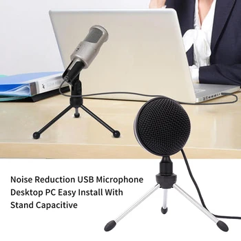 

Easy Install Chatting Desktop PC Speech Plug And Play Capacitive Studio USB Microphone With Stand Noise Reduction Mini Portable