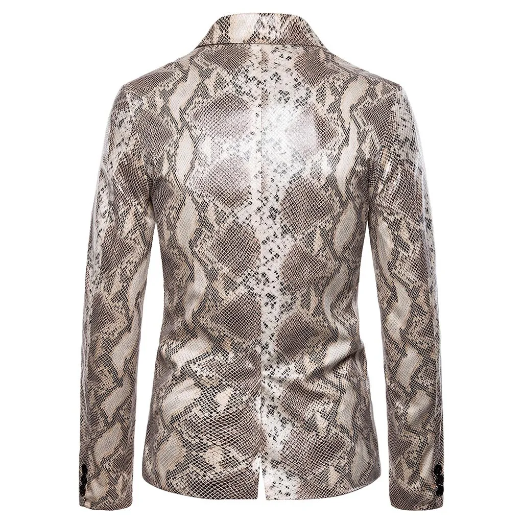 KLV пиджак мужской повседневный приталенный костюм на одной пуговице деловой пиджак куртка с рисунком змеи на спине свадебное платье veste Class homme 9916