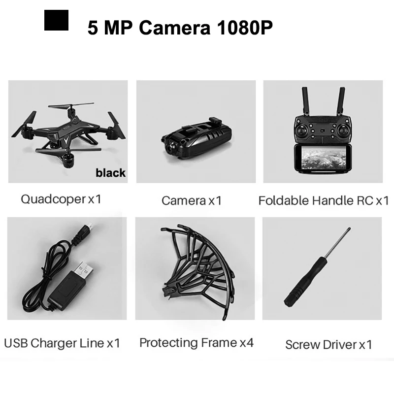 black 5MP camera Радиоуправляемый вертолет Дрон 4K с камерой HD 1080P wifi FPV RC Дрон Профессиональный складной Квадрокоптер 20 минут работы от батареи RTF светодиодный - Цвет: black 5MP camera
