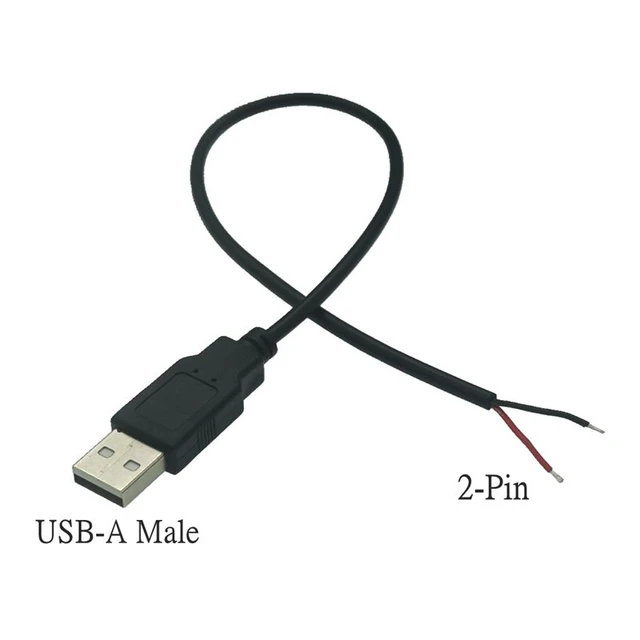 Câble de données, USB 2.0 Femelle Jack 2 Broches 2 Fils connecteur de  Cordon d'alimentation 30cm