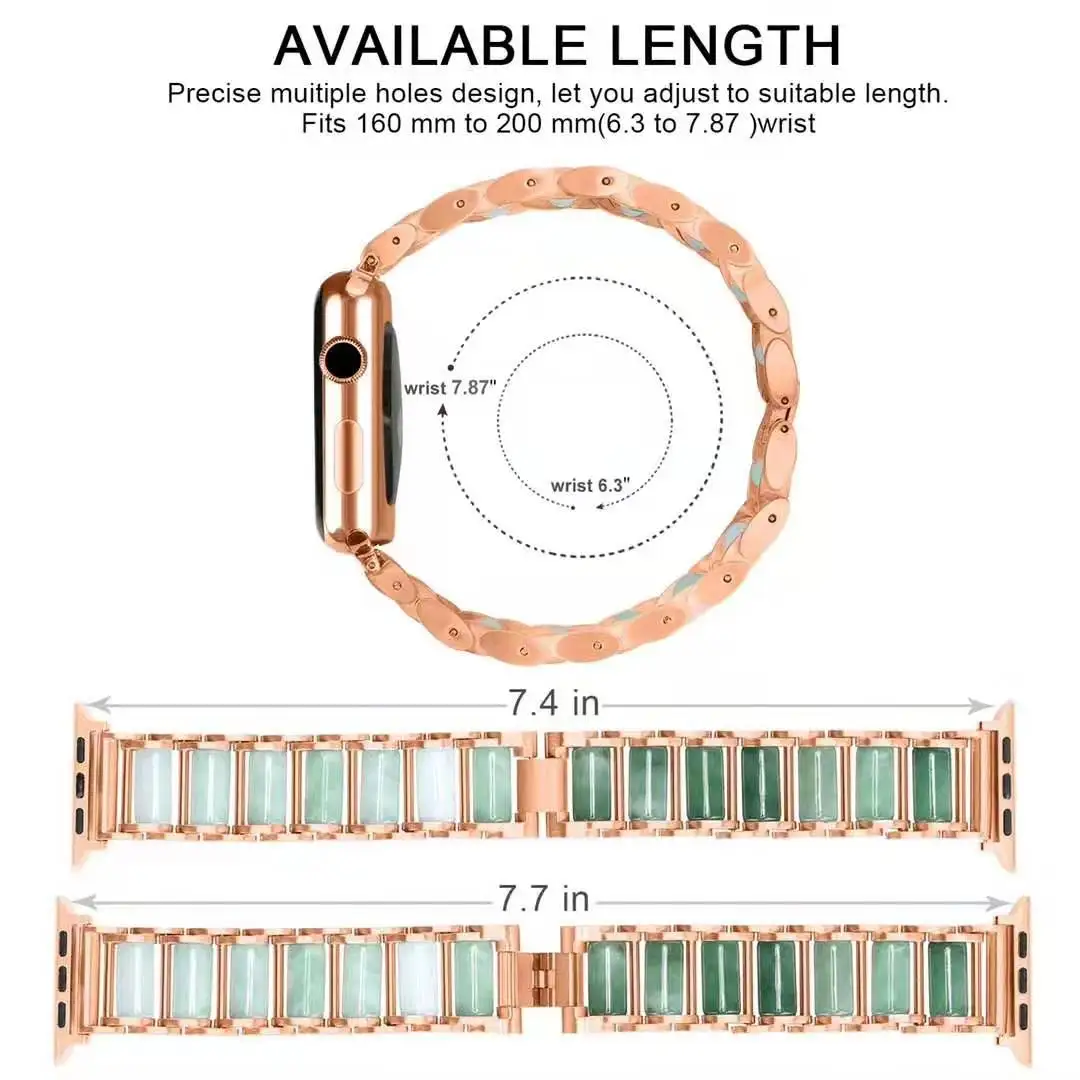 Изумрудно-Нержавеющая сталь браслет ремешок для наручных часов Apple Watch 5 серии 40 мм 44 наручных часов iWatch, 4/3/2 Нержавеющая сталь браслет ювелирные изделия ремешок