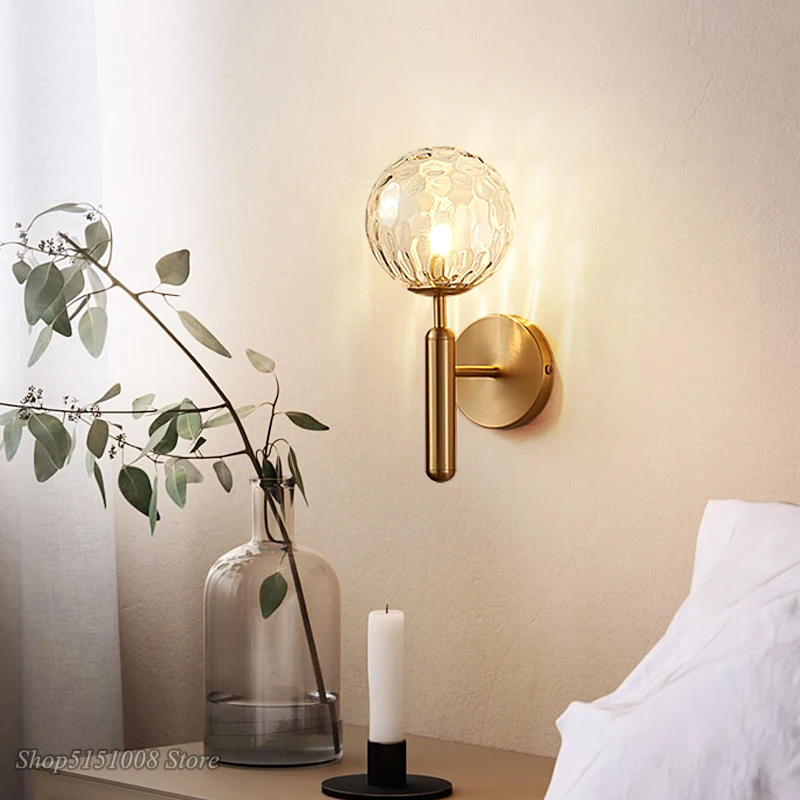 Nordic Modern Wall Lamp Bedroom Beside Glass Ball LED Wall Lights Wandlamp Bathroom Mirror Stair Lights Aisle Lighting Fixtures 4