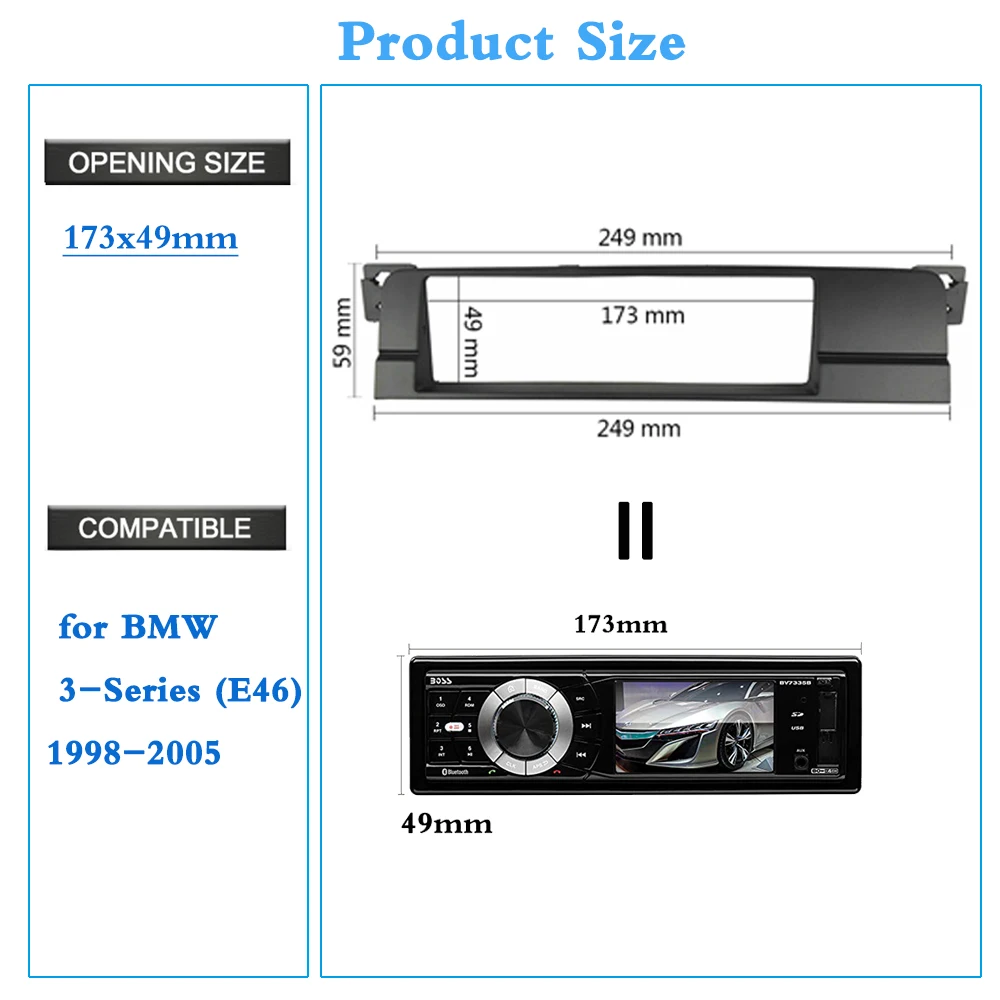 Одна 1 Din фасция для BMW 3 серии E46 1998-2005 аудио CD DVD стерео тире монтажный комплект Радио Установка Панель рамка Bezle