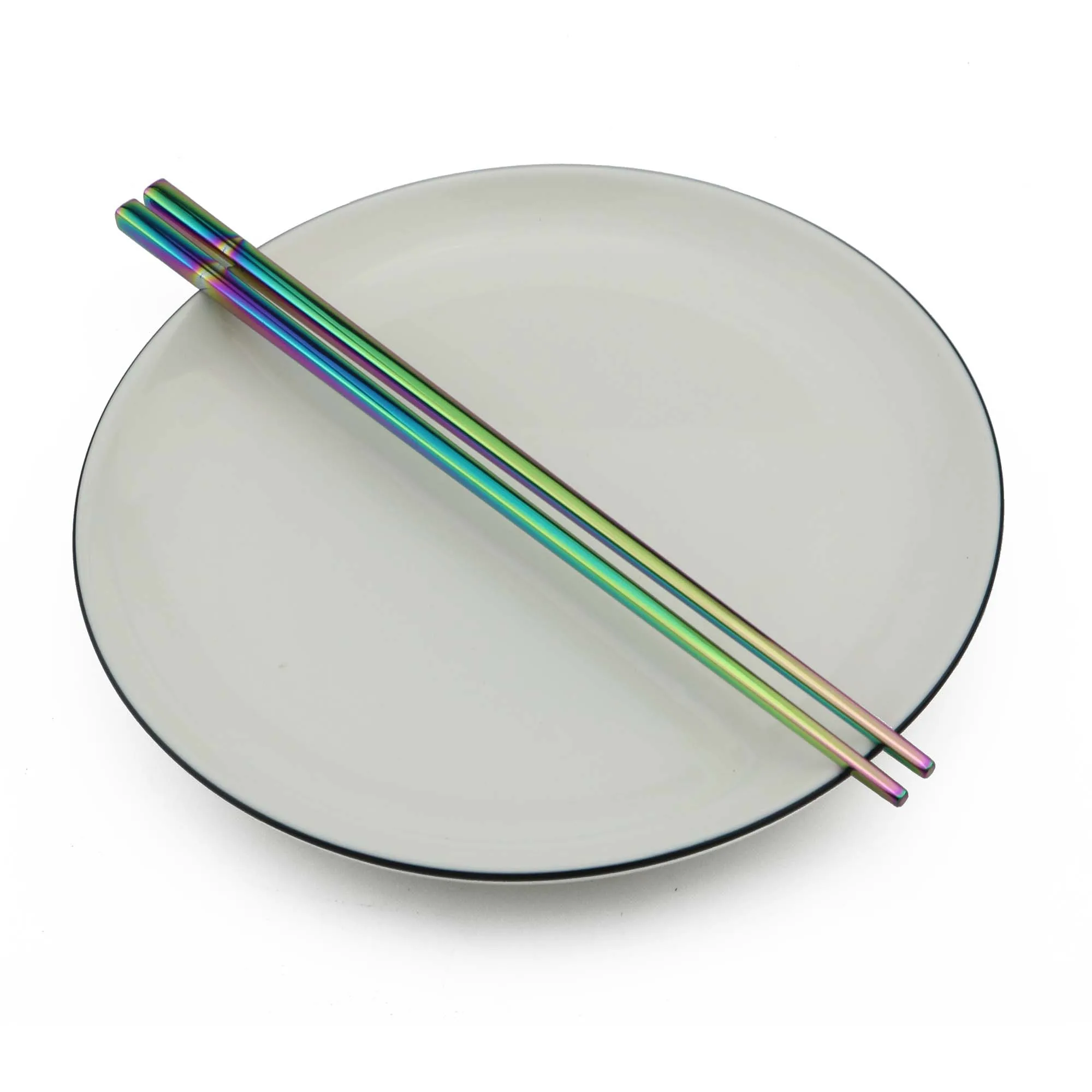 1 пара многоразовые радужные палочки для еды из нержавеющей стали посуда палочки для еды китайская столовая посуда Нескользящие 23 см палочки для еды кухня