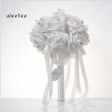 Свадебный букет из роз лента поддельный Свадебный букет PE Роза невесты свадебное цветочное мыло SPH152