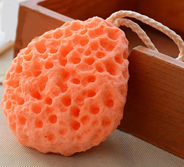 red Губка для ванны для новорожденных детей, 1 шт., массажная сотовая форма, щетка для чистки лица, отшелушивающая, для детского душа - Цвет: red