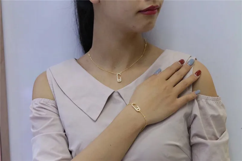 C Shape Move Stone Women Hand Chain Bracelet Brand Design Full Stones 925 Sterling Silver MESC Bracelet pulseras mujer moda