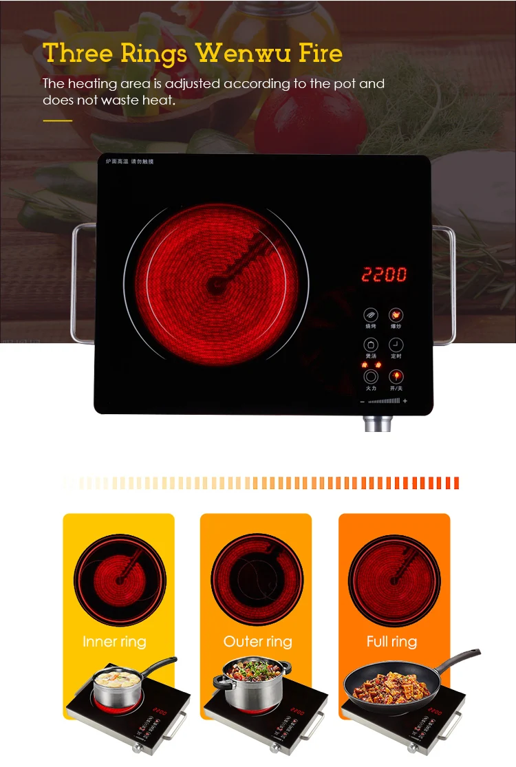 Электрическая керамическая плита XEOLEO без излучения, 2000 Вт, индукционная плита для домашнего использования, подходит для любого горшка, тачпад, золото/серебро/красный