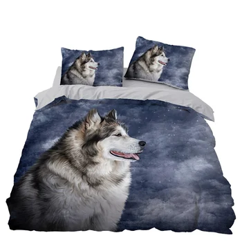 

Wolf Bedding Set Bedroom Decor Doona Quilt Cover Grey Background Hypoallergenic 1PC Duvet Cover with Pillowcase