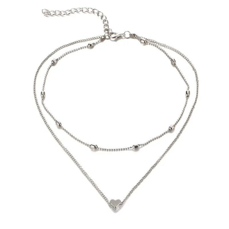 Simple Fashion Female Clavicle Pendant Peach Heart Multi-Layer Clavicle Neck Chain Necklace Heart-Shaped Pendant - Image 5
