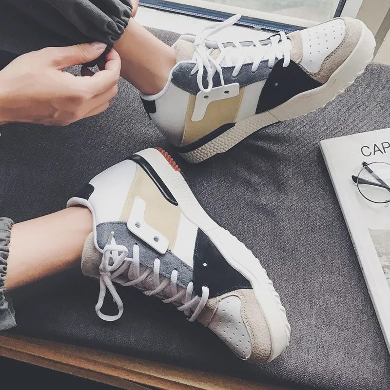

Harajuku-Style Men Shoes Hip Hop Versatile High Shoes Men Korean-style Stylish Sneaker Winter plus Velvet Hong Kong Style High S
