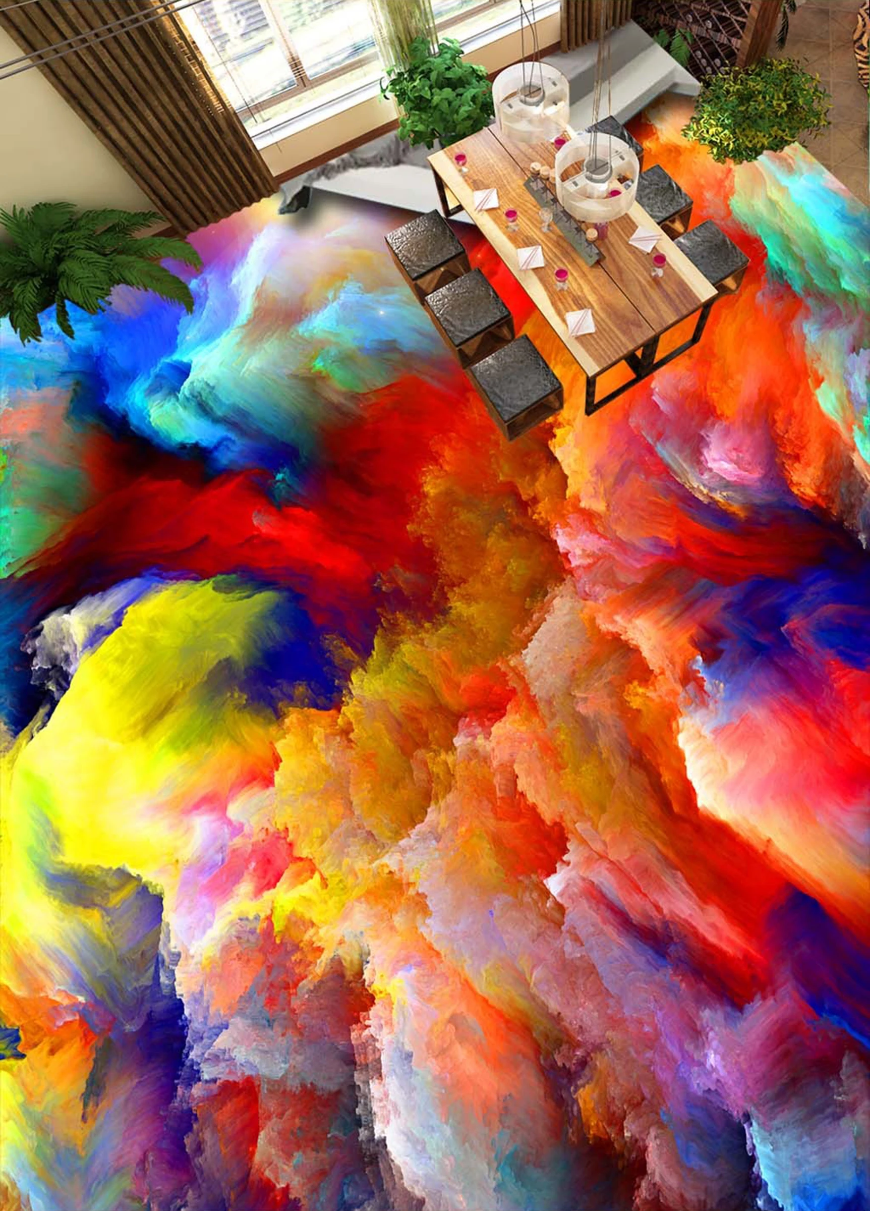 [Self Adhesive] 3D Colorful Oil Painting 632 Floor Wallpaper Mural Wall