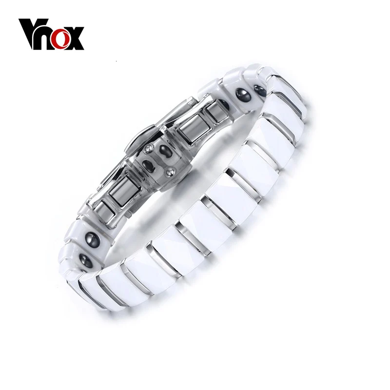 Vnox Elegant White Ceramic Bracelets Healthy Hematite Women Jewelry | Украшения и аксессуары