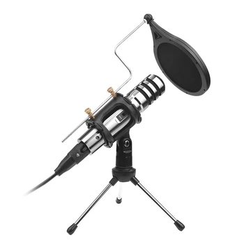 

NEW-Condenser Microphone,3.5Mm Studio Recording Broadcast Computer Microphone with Tripod Stand for Karaoke,Gaming,Podcast,Video