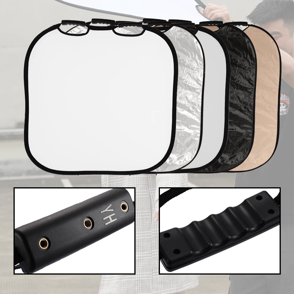 

2 Handle Square Reflector Multifunctional Five-in-one Photography Reflect Plate Foldable Portable Photographic Equipment