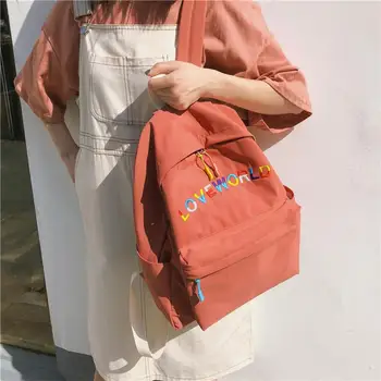 

Teenage Girl Travel Backpacks Shoulder Bag New LOVEWORLD Female Embroidery Letter Solid Backpacks for Women School Bag