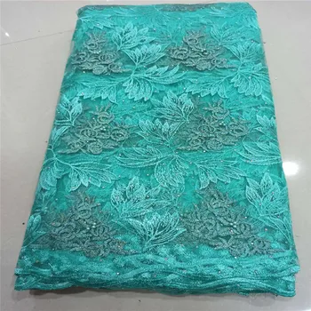 

green Beads Latest French Nigerian stones Laces Fabric High Quality Tulle African Laces Fabric Wedding African French Tulle Lace