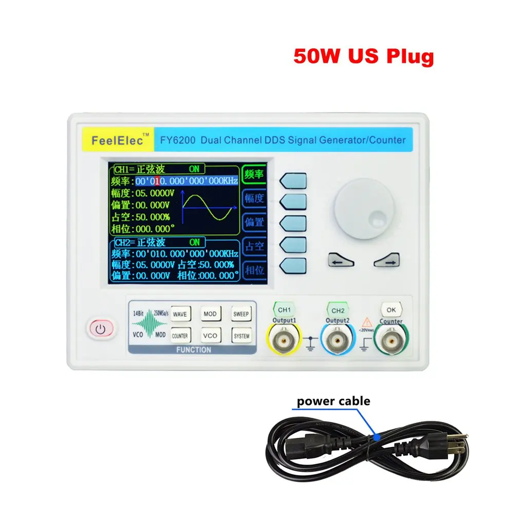 

FellTech FY6200 Embedded Panel Singal Generator DDS Dual-channel Function Generator 50M Waveform Frequency Generator US