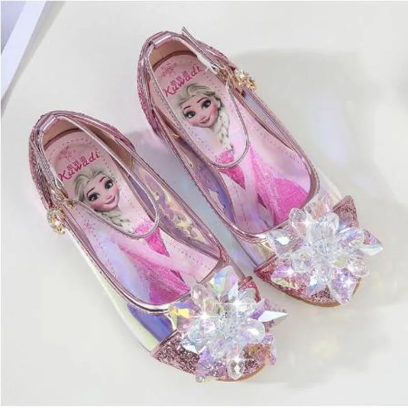 tag et billede Fremskridt Mappe Disney Frozen Crystal Shoes For Baby Girls Elsa Princess Kids Leather Shoes  High Heel Summer Sandals Butterfly Knot Party Dress _ - AliExpress Mobile