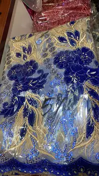 

Very soft Blue velvet Latest African Cord Lace Fabrics High Quality 2020 Nigerian Lace Fabric For Wedding African Lace Fabric