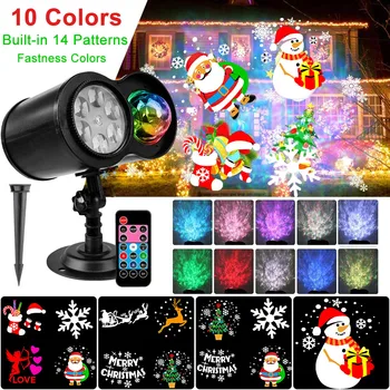 

LED Projector Lights Christmas Party Ocean Wave Remote 14 Patterns Landscape Linghting Waterproof Outdoor Home Decorations
