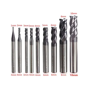 

1-10mm 4 Flutes Solide Carbide Tungsten Steel Nitrogen Coated Milling Cutting HRC50 Straight Shank End Milling Cutter CNC Tool