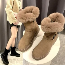 Зимние ботинки; зимние ботинки; женская обувь; женские ботинки; модные водонепроницаемые ботинки из коровьей замши на плоской подошве; коллекция года; зимние теплые ботинки на меху; X440