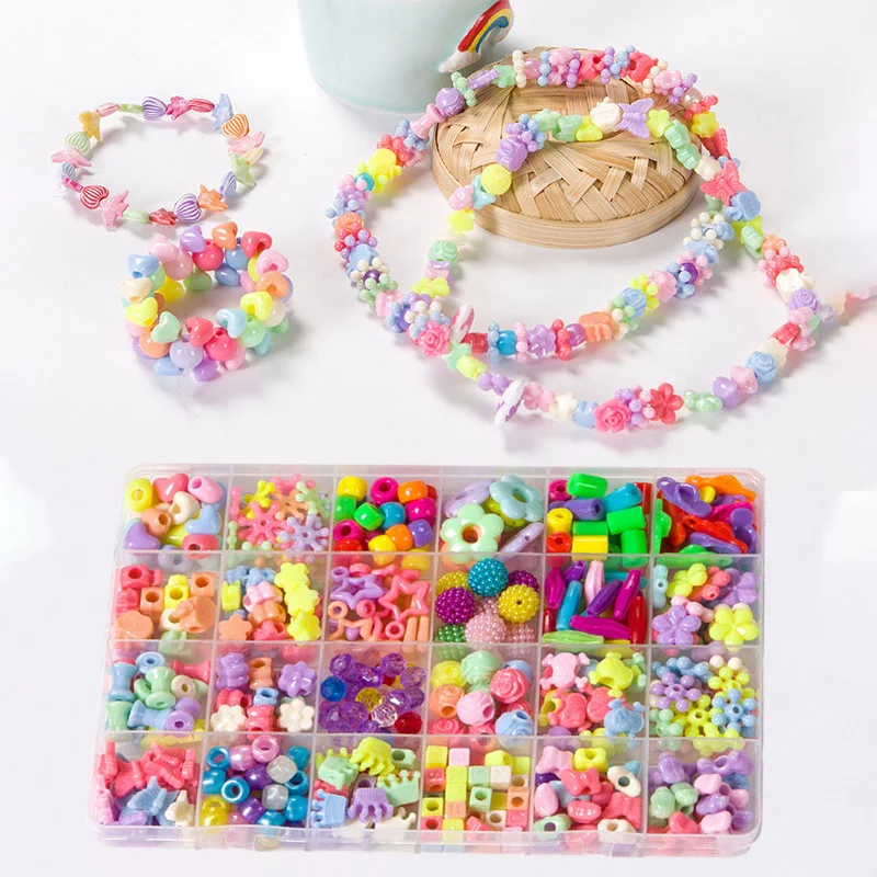 

24 Grids Girls Colorful DIY Stringing Beads Toys Handmade Bracelet Jewelry Making Kits Headband Necklace Accessories Set Gift
