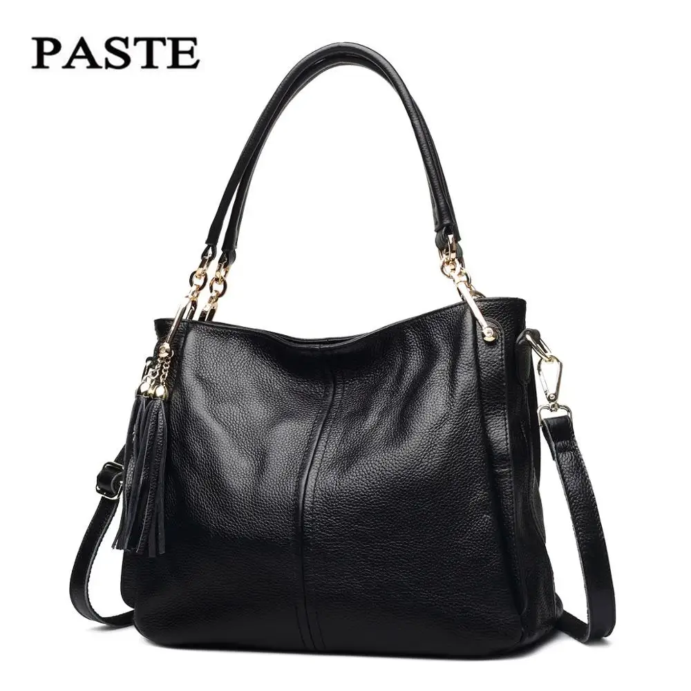 

Elegance Tassel Genuine Leather Women bag Brand Fashion Women's Handbag Soft Cow Leather Messenger bags Gray Solid Shoulder bag