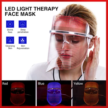 

3 Colors LED Facial Mask Rejuvenation Anti Acne Wrinkle Anti-Aging Beauty Therapy Skin Care Tighten Whitening Face Care Device