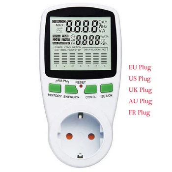

110V-230V Intelligent AC Energy Meter Wattmeter Socket Backlight Current Frequency Electricity Monitor EU/US/UK Plug