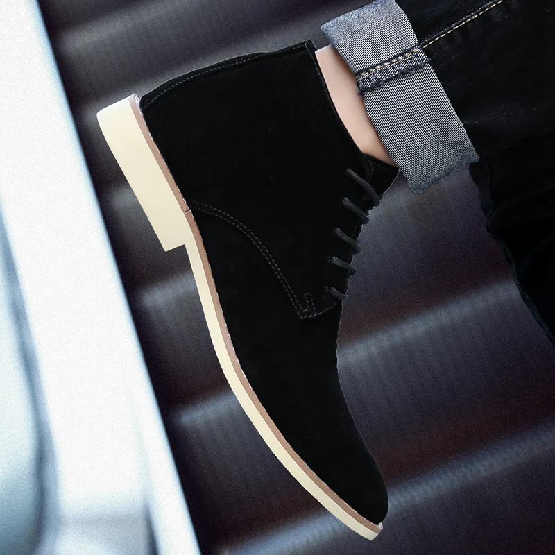 Мужские ботинки из искусственной замши; botas hombre; зимняя мужская обувь; Зимние ботильоны; Zapatos De Hombre; безопасная обувь для работы; большие размеры 39-46